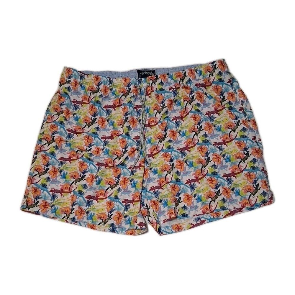Michael's Swim Trunks Mens Large Colorful Pink Blue Yellow Mesh Lining Size 4X
